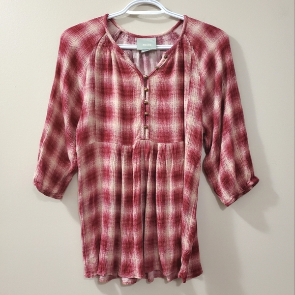 Maeve - Cavalon Plaid Blouse - Size XS - Picture 5 of 10